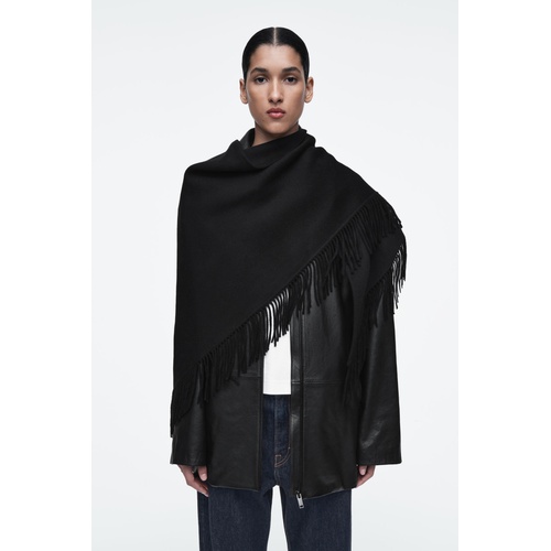 COS FRINGED MERINO WOOL TRIANGLE SCARF