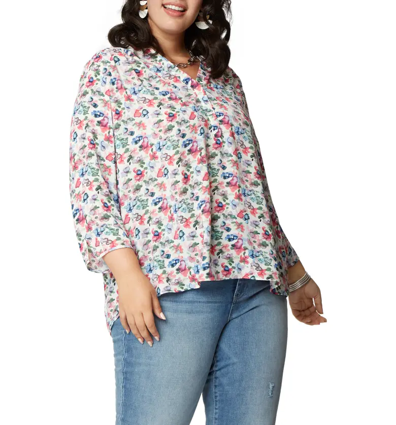 Curves 360 by NYDJ Perfect Blouse_SWEET TEA FLORAL
