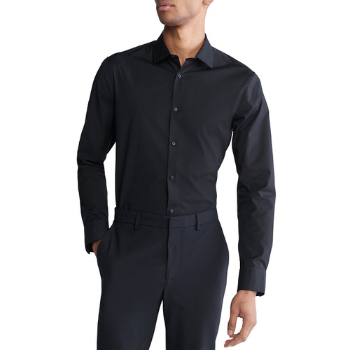  Calvin Klein Mens Slim Fit Supima Stretch Long Sleeve Button Front Shirt