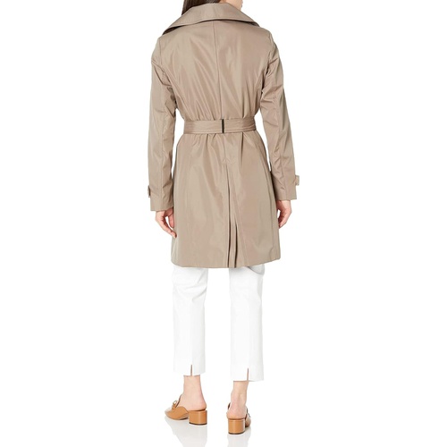  Calvin Klein Womens Single Breasted Belted Rain Jacket with Removable Hood