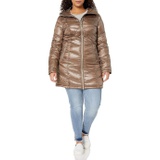 Calvin Klein Womens Hooded Chevron Packable Down Jacket (Standard and Plus)
