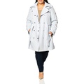 Calvin Klein Womens Double Breasted Belted Rain Jacket with Removable Hood