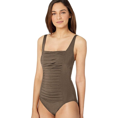  Calvin Klein Womens Pleated One Piece Swimsuit