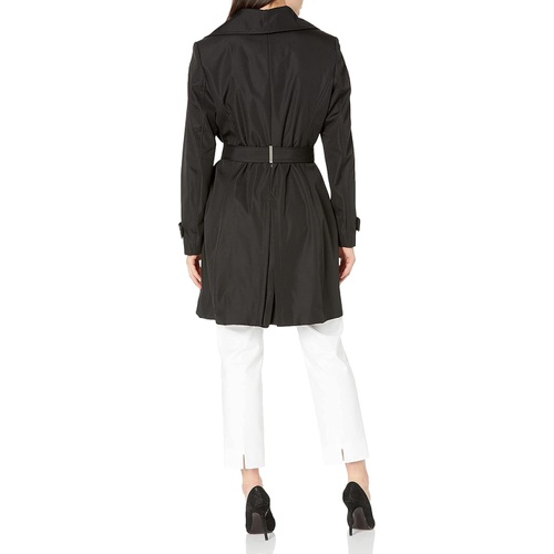  Calvin Klein Womens Single Breasted Belted Rain Jacket with Removable Hood