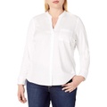 Calvin Klein Womens Plus-Size Non-Iron Knit Combo Shirt