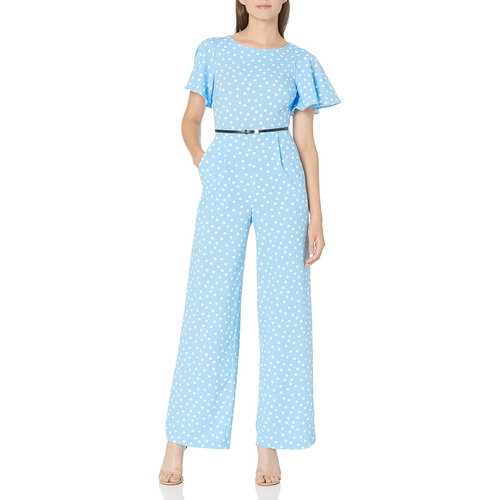  Calvin Klein Womens Short Flutter Sleeved Belted Jumpsuit