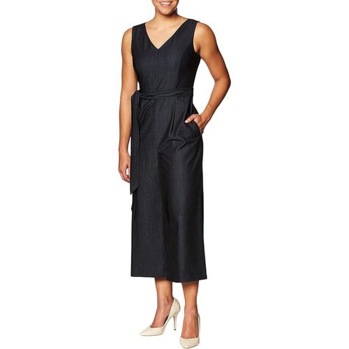  Calvin Klein Womens Petite Sleeveless Cropped Jumpsuit With Self Belt