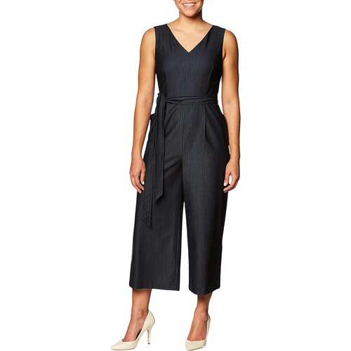  Calvin Klein Womens Petite Sleeveless Cropped Jumpsuit With Self Belt