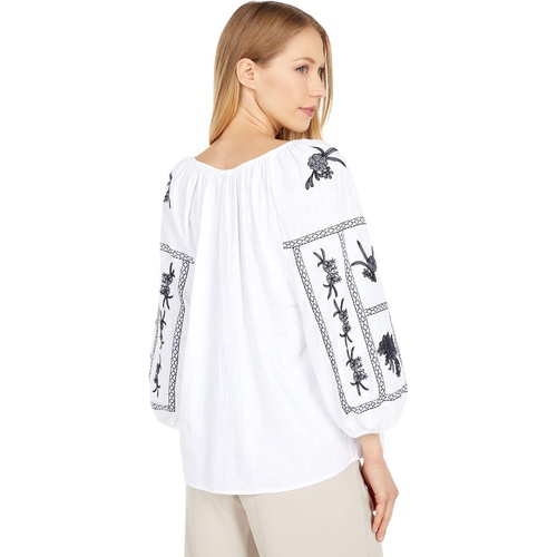  Calvin Klein 3u002F4 Sleeve Blouse with Embroidery