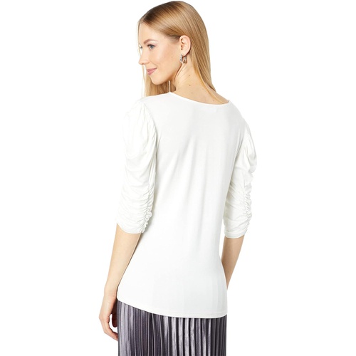  Calvin Klein Elbow Rouched Sleeve V-Neck Top