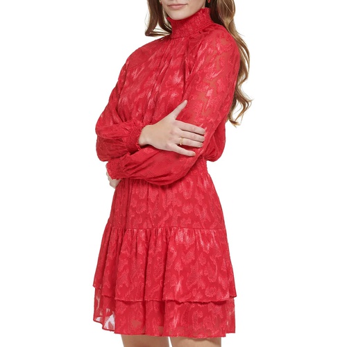  Calvin Klein Long Sleeve High Collar Dress