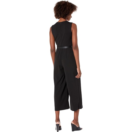  Calvin Klein Midi Scuba Crepe Jumpsuit with Belt