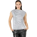 Calvin Klein Sleeveless Pleated Metallic Top