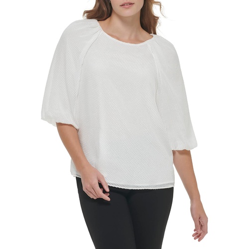  Calvin Klein Lantern Sleeve Clip Chiffon