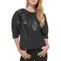 Calvin Klein Shirred Short Sleeve Blouse