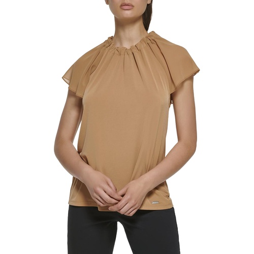  Calvin Klein Chiffon Ruffle Sleeve