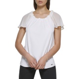 Calvin Klein Chiffon Ruffle Sleeve