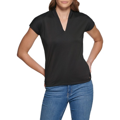  Calvin Klein Short Sleeve Solid V-Neck