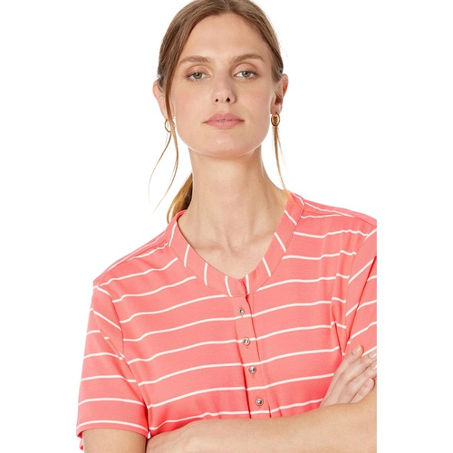  Calvin Klein Short Sleeve Stripe Tee with Button Details