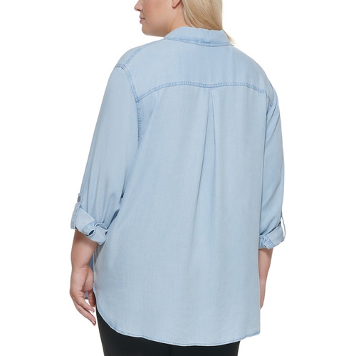 캘빈클라인 Trendy Plus Size Utility Shirt