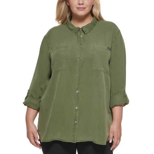 캘빈클라인 Trendy Plus Size Utility Shirt