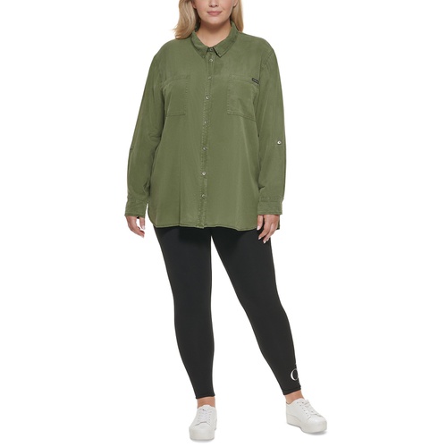 캘빈클라인 Trendy Plus Size Utility Shirt