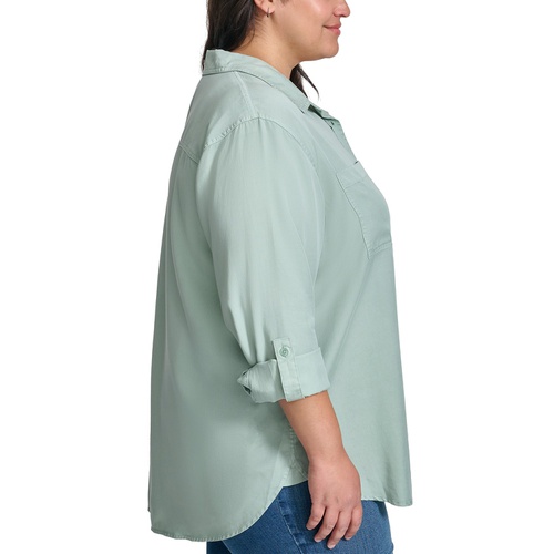 캘빈클라인 Trendy Plus Size Utility Shirt