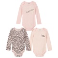 Baby Girls Logo Print and Stripe Long Sleeve Bodysuits Pack of 3