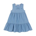 Toddler Girls Sleeveless Chambray Ruffle Hem Dress