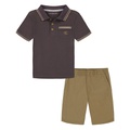 Toddler Boys Tipped Pique Short Sleeve Polo Shirt and Twill Shorts 2 Piece Set