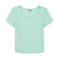 Big Girls Short Sleeves Square Neck Ribbed T-shirt