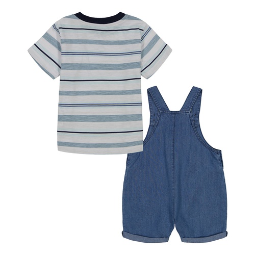  Baby Boys Chambray Shortalls and Striped Short Sleeve T-shirt Set 2 piece