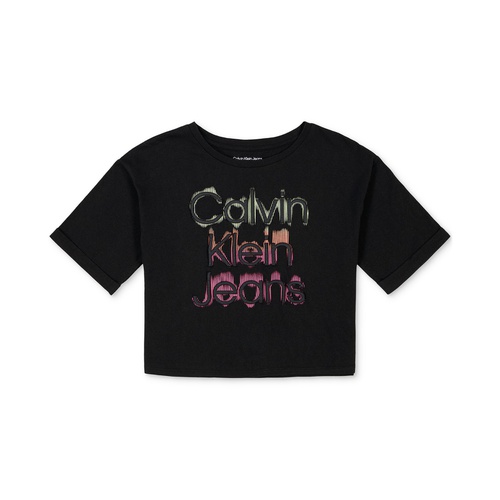  Big Girls Glow Calvin Klein Jean Oversize Logo T-Shirt