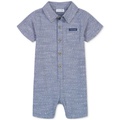 Baby Boys Cotton Printed Chambray Short-Sleeve Romper