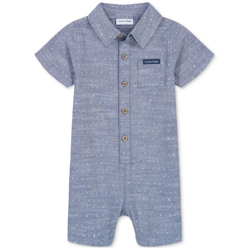  Baby Boys Cotton Printed Chambray Short-Sleeve Romper