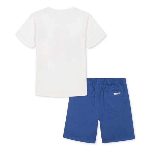  Toddler Boys Painted Logo Short Sleeve Tee and Twill Shorts