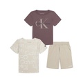 Little Boys Set- 2 Logo T-shirts and French Terry Shorts 3 piece set