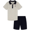 Little Boys Cotton Heather Jersey Polo Shirt & Twill Shorts 2 Piece Set