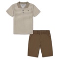 Little Boys Cotton Striped Jersey Polo Shirt & Twill Shorts 2 Piece Set