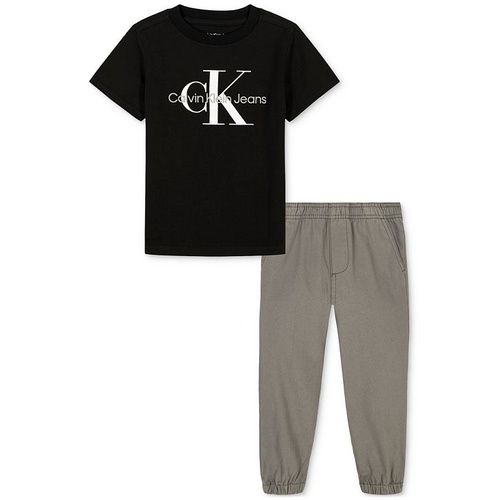  Toddler Boys Short-Sleeve Classic Logo T-Shirt & Twill Jogger Pants 2 Piece Set