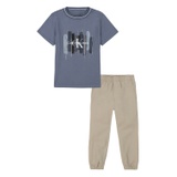 Toddler Boy Short Sleeve Graphic Tee and Twill Joggers Set