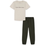 Big Boys Short-Sleeve Ribbed Jersey T-Shirt & Poplin Jogger Pants 2 Piece Set