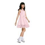 Big Girls Illusion Mesh Bow Front Dress