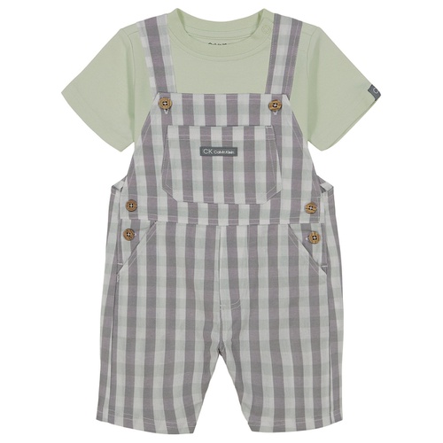  Baby Boys Check Poplin Shortall and Short Sleeve T-shirt 2 Piece Set