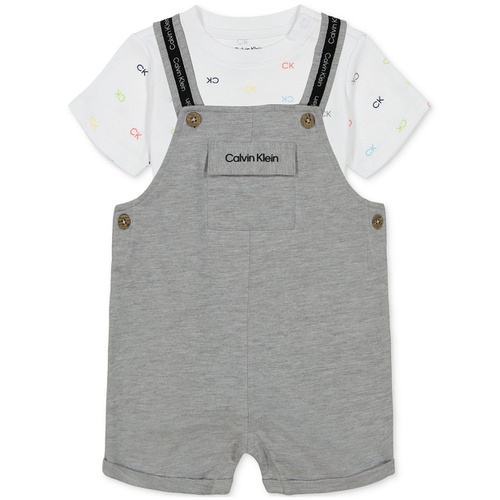  Baby Boys Logo-Print T-Shirt & French Terry Logo Shortalls 2 Piece Set