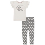 Toddler Girls Jersey Flutter-Sleeve Logo Top & Heart-Print Leggings 2 Piece Set