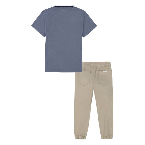  Toddler Boy Short Sleeve Graphic Tee and Twill Joggers Set