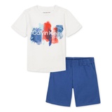 Toddler Boys Painted Logo Short Sleeve Tee and Twill Shorts