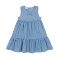 Little Girls Sleeveless Chambray Ruffle Hem Dress