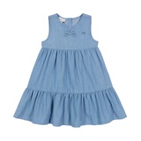 Little Girls Sleeveless Chambray Ruffle Hem Dress